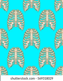 Seamless Pattern Human Rib Cage Line Stock Vector Royalty Free Shutterstock