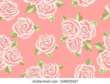 Seamless Vintage Inspired Pink Rose Pattern Stock Vector Royalty Free