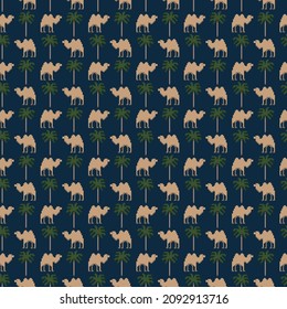 Seamless Pattern Pixel Art Camel Stock Vector Royalty Free