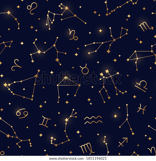 Seamless Pattern Zodiac Signs Vector Illustration Stock Vector Royalty