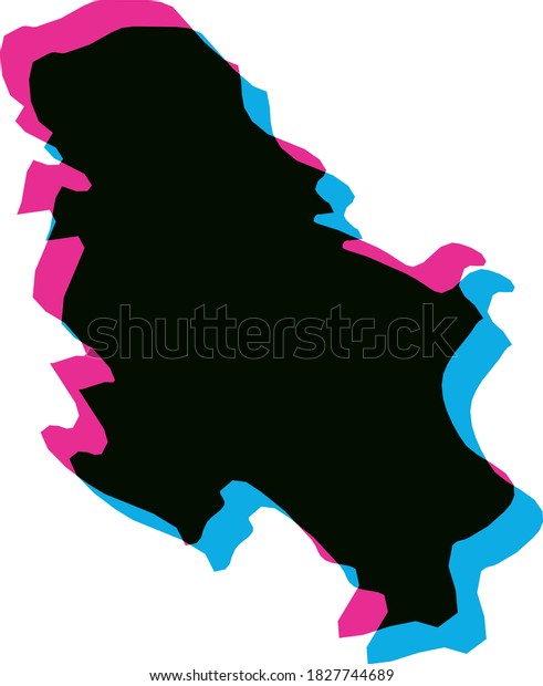 Serbia Country Silhouette Chromatic Aberration Effect Stock Vector