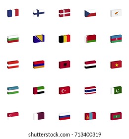 Set D Isometric Flags Countries World Stock Vector Royalty Free