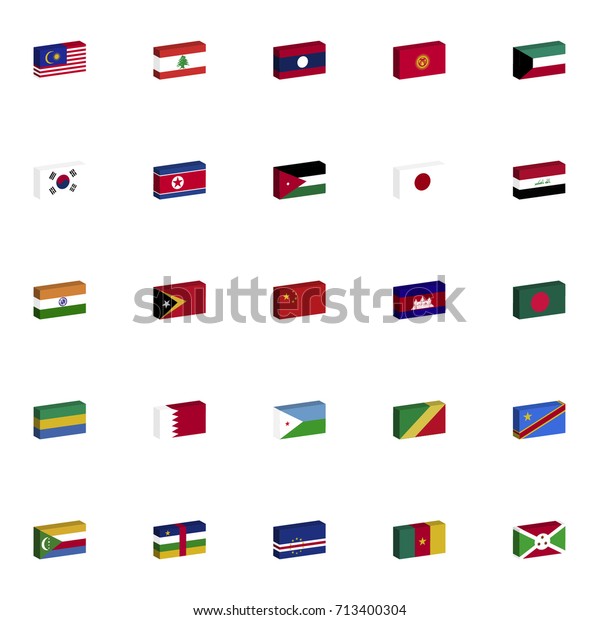 Set D Isometric Flags Countries World Stock Vector Royalty Free