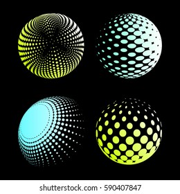 Set Abstract Halftone 3d Spheres Dotted Stock Vector Royalty Free