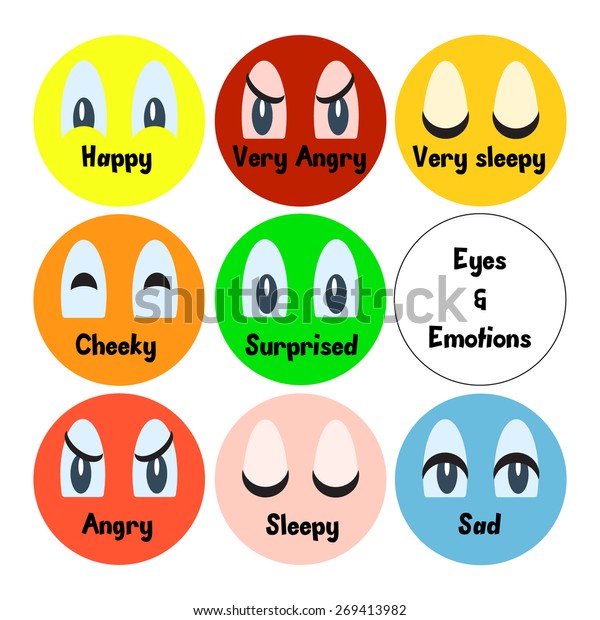 Set Cartoon Vector Eyes Expressing Emotions Stock Vector Royalty Free