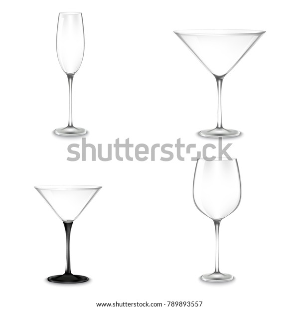 Set Cocktail Glasses Alcohol Stock Vector Royalty Free