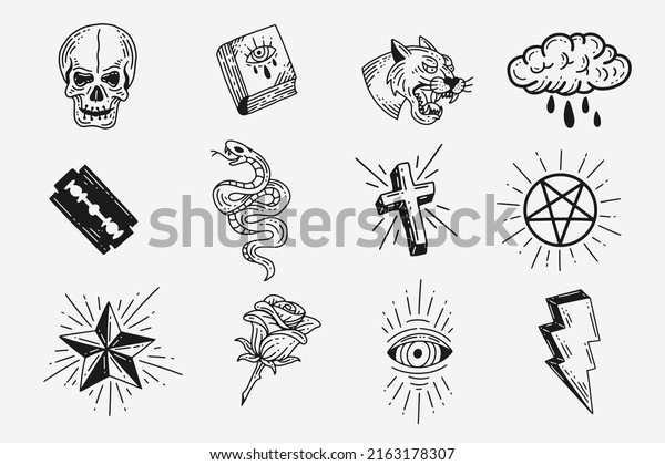 Set Collection Mystical Celestial Dark Holy Stock Vector Royalty Free