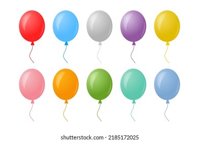 Set Colorful Balloons On White Background Stock Vector Royalty Free