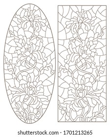 Set Four Bookmarks Black White Floral Stock Vector Royalty Free