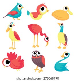 Flock Different Cartoon Birds Vector Stock Stock Vector Royalty Free