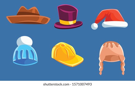 Set Different Kind Hats Headwears Vector Stock Vector Royalty Free