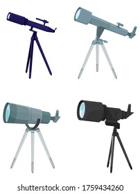 Set Different Telescopes Optical Equipments Cartoon Stock Vector