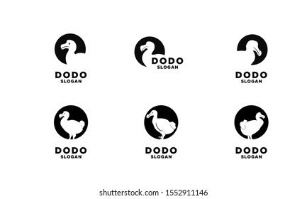 Set Dodo Bird Logo Black Icon Stock Vector Royalty Free