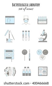 Set Flat Icons Medical Laboratoriesbacteriological Diagnosis Stock