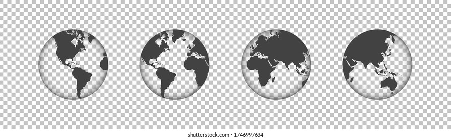 Earth Globe Collection Set Black Earth Stock Vector Royalty Free