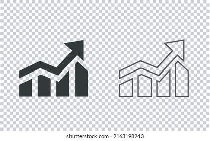 Set Growing Bar Graph Icon Black Stock Vector Royalty Free 2163198243