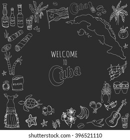 Set Hand Drawn Cuba Icons Cuban Stock Vector Royalty Free 396521110