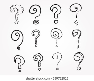 Set Hand Drawn Question Marks Vector Stock Vector Royalty Free