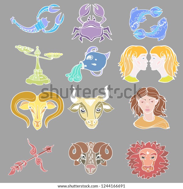 Set Hand Drawn Zodiac Signs Including Vector De Stock Libre De