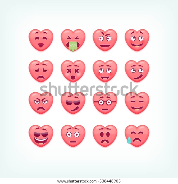 Set Heart Shape Emoticons Vector Romantic Stock Vector Royalty Free