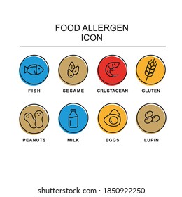 Food Allergen Icons Set 14 Food Stock Vector Royalty Free 629291963