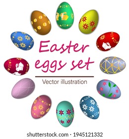 Set Isolated Easter Eggs Selection Colored Stock Vector Royalty Free