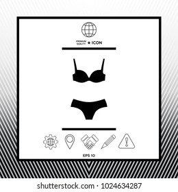 Set Lingerie Swimsuit Twopiece Bikini Silhouette Stock Vector Royalty