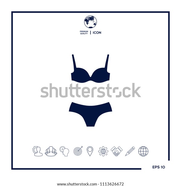 Set Lingerie Swimsuit Twopiece Bikini Silhouette Stock Vector Royalty