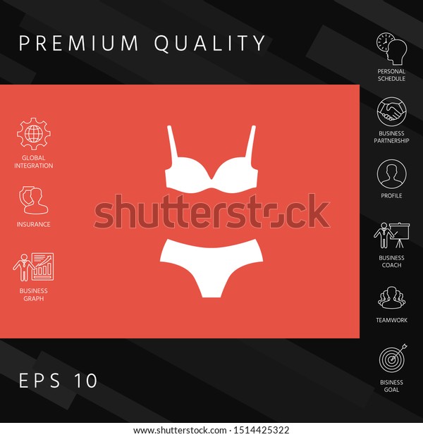 Set Lingerie Swimsuit Twopiece Bikini Silhouette Stock Vector Royalty