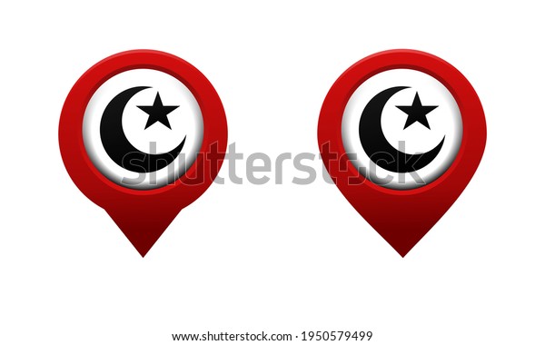 Set Map Pointer Moon Star Icon Stock Vector Royalty Free