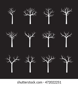 Set Naked White Trees Vector Illustration Stock Vector Royalty Free Shutterstock