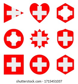 Set Nine Flags Switzerland Vector Icons Stock Vector Royalty Free