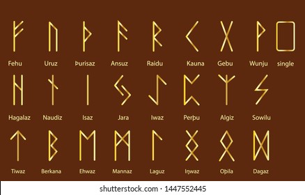 Set Old Norse Scandinavian Runes Rune Stock Vector Royalty Free