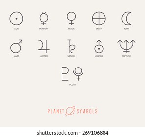 Planet Symbol Icons Minimal Trendy Liner Stock Vector Royalty Free