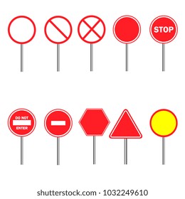 Set Red Prohibitory Road Signs Stock Vector Royalty Free