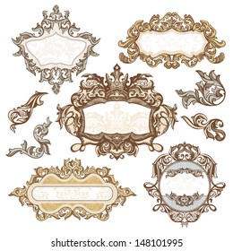 Glamorous Rich Baroque Rococo Furniture Set Stock Vector Royalty Free