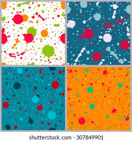 Set Seamless Paint Splatter Patterns Grunge Stock Vector Royalty Free