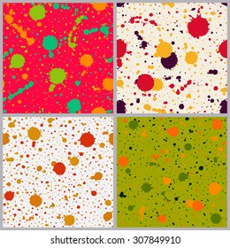 Set Seamless Paint Splatter Patterns Grunge Stock Vector Royalty Free