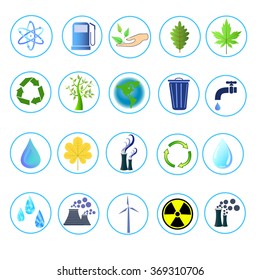 Set Simple Icons On Ecology Environmental Stock Vector Royalty Free