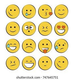 Emoji Emoticon Faces Vector Set Emojis