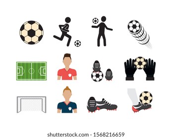 Set Soccer Set Icons Vector Illustration Stock Vector Royalty Free