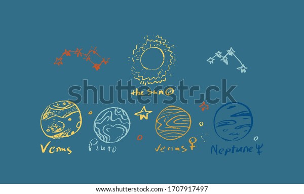 Set Space Objects Planets Stars Comet Stock Vector Royalty Free