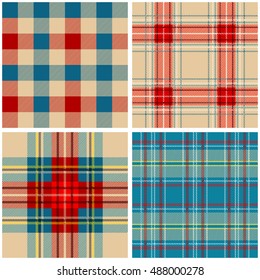 Set Traditional Tartans Seamless Scottish Plaids Stock Vector Royalty