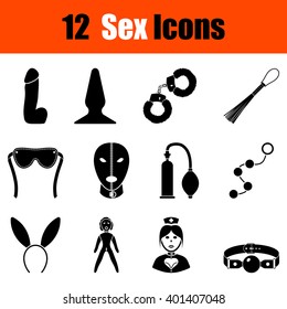 Set Twelve Sex Black Icons Vector Stock Vector Royalty Free