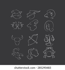 Set Twelve Zodiac Signs Minimalism Style Stock Vector Royalty Free