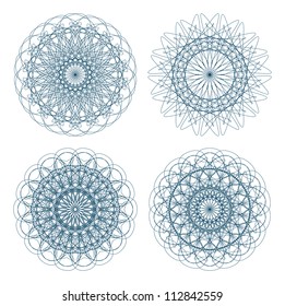 Set Vector Blue Guilloche Rosettes Certificate Stock Vector Royalty