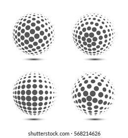 Set Vector Halftone Spheres Abstract Dotted Stock Vector Royalty Free