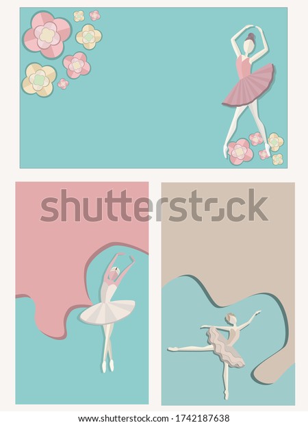 Set Vector Templates Ballerinas Poses Flyers Stock Vector Royalty Free