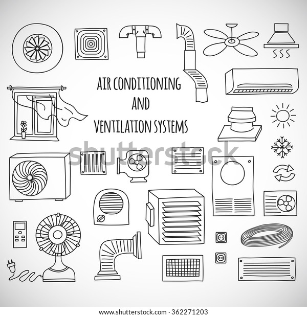 Set Ventilation Conditioning System Icon Stock Vector Royalty Free