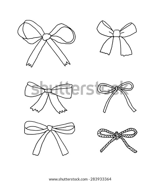 Set Vintage Bows Hand Drawn Stock Vector Royalty Free